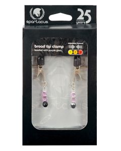 Spartacus Adjustable Broad Tip Nipple Clamps w/Purple Beads