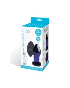 Glas 3.5" Rechargeable Vibrating Butt Plug - Blue