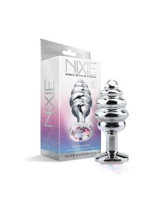 Nixie Honey Dipper Ribbed Metal Rainbow Jeweled Butt Plug - Large