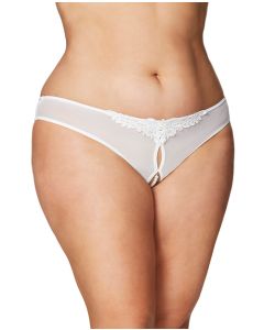 Crotchless Thong w/Pearls White